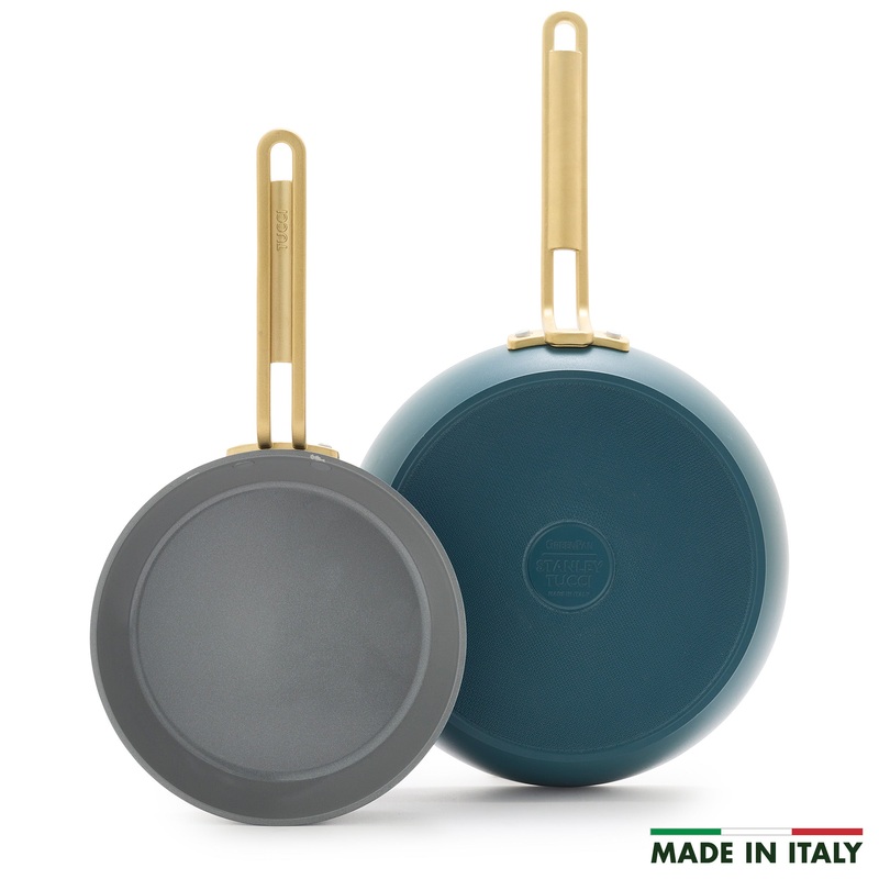 Stanley Tucci Ceramic Nonstick 8″ and 10″ Frypan Set | Venetian Teal
