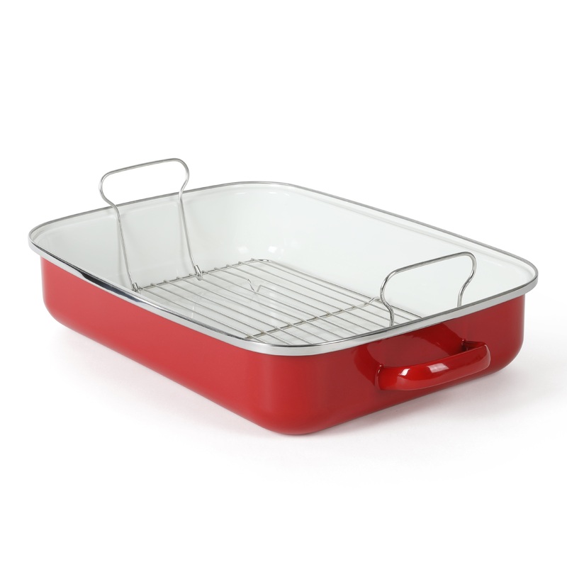 Martha Stewart Thayer Enamel on Steel 18″ Roaster Pan w/ Stainless Steel Rack