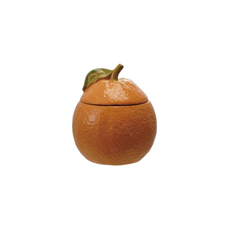 Stoneware Orange Shaped Jar with Lid 5.5″ H