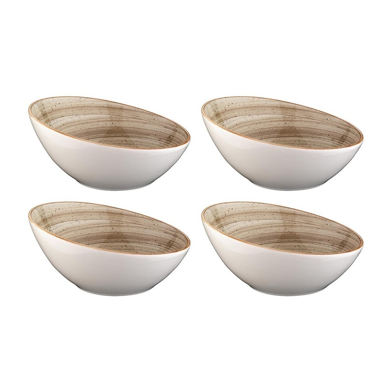 Terrain dia.6.5″ h:3″ 12 oz. Round Brown Porcelain Bowl (Set of 4)