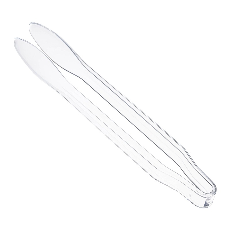 12″ Clear Disposable Plastic Serving Tongs