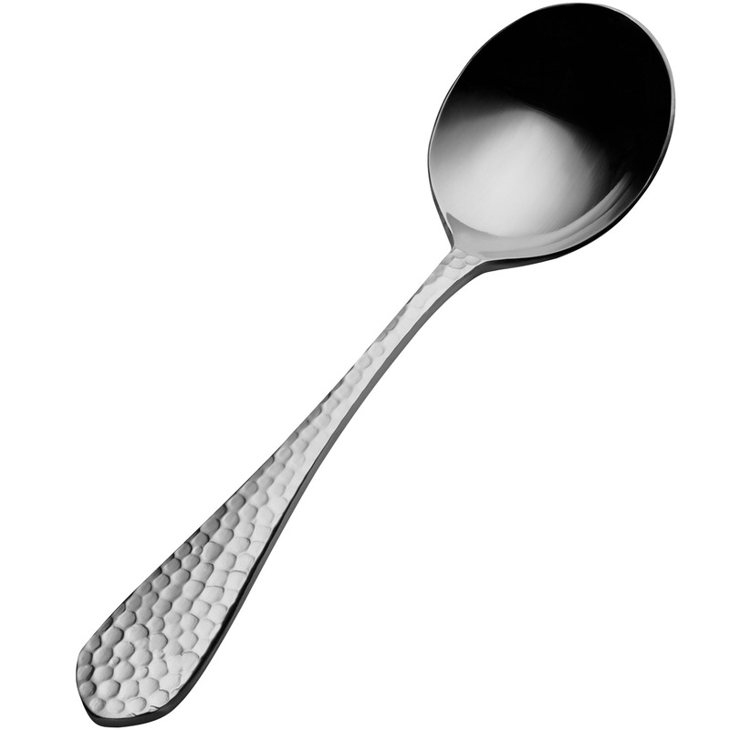 Bon Chef SBS1201 Reflections 6 1/4″ 18/0 Extra Heavy Weight Bonsteel Bouillon Spoon – 12/Pack