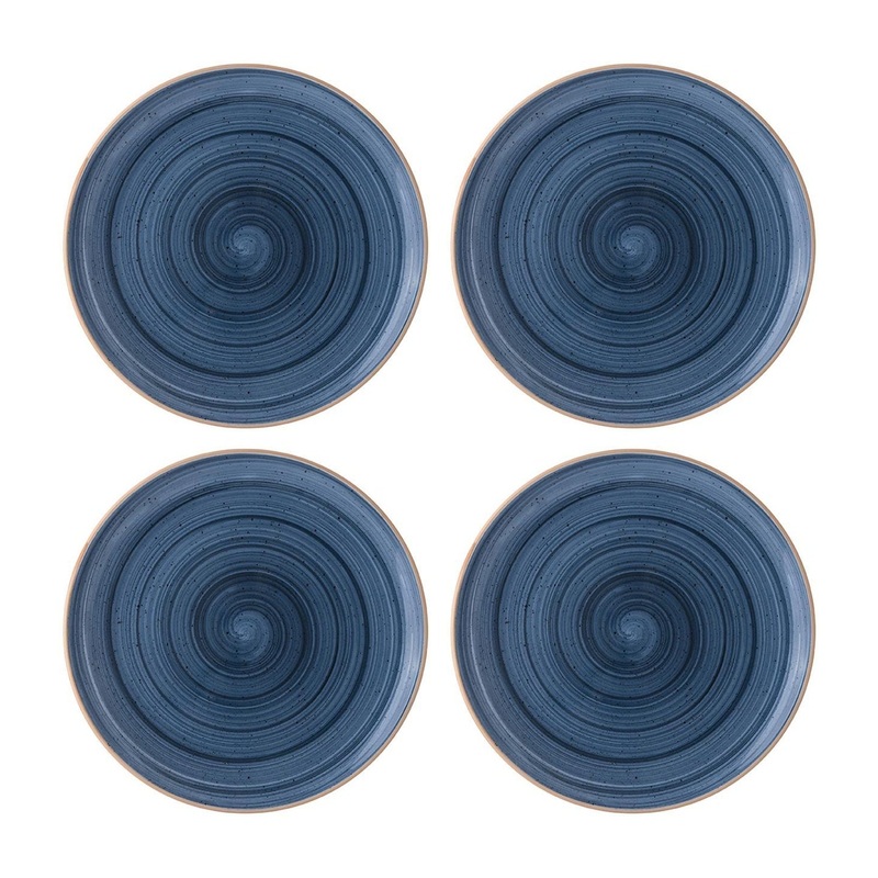 Dusk dia.12″ Round Blue Porcelain Plate (Set of 4)