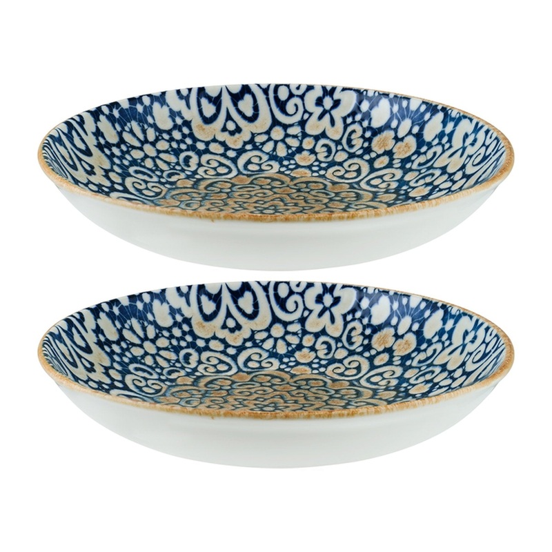 Alhambra dia.11″ h:2.5″ 57 oz. Round Decorated Porcelain Bowl (Set of 2)