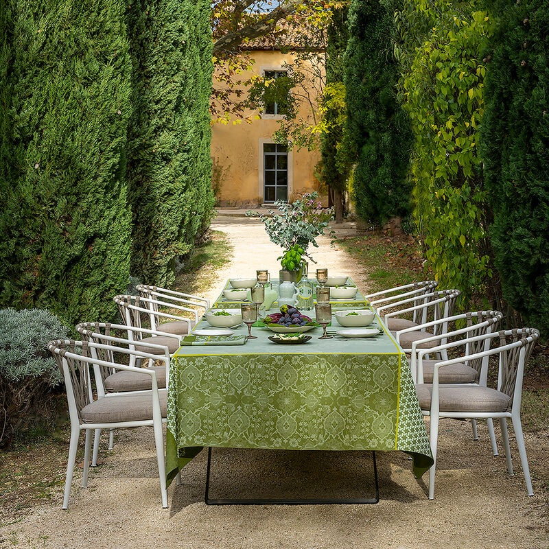 Le Jacquard Franais- Voyage Green Coated Cotton Tablecloth (69X126)