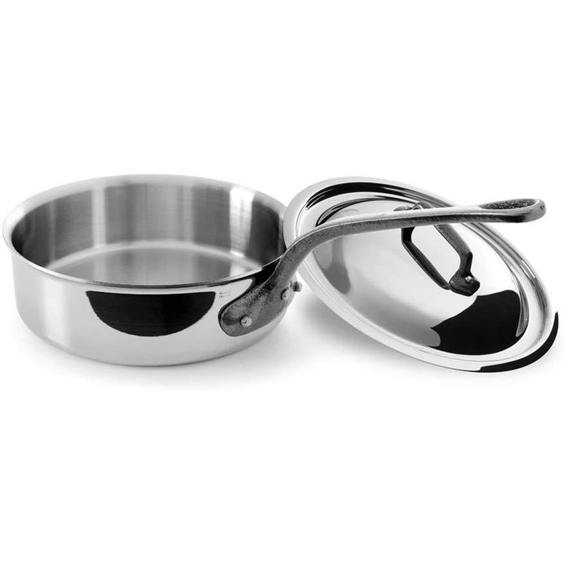 Mauviel M’Cook Ci Stainless Steel Saute Pan With Lid, 7.8 Inch
