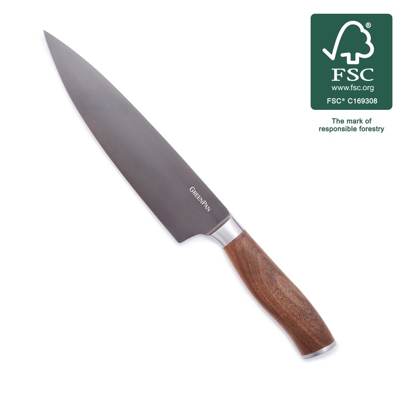 Premiere Titanium Cutlery 8″ Chef’s Knife with Walnut Handle