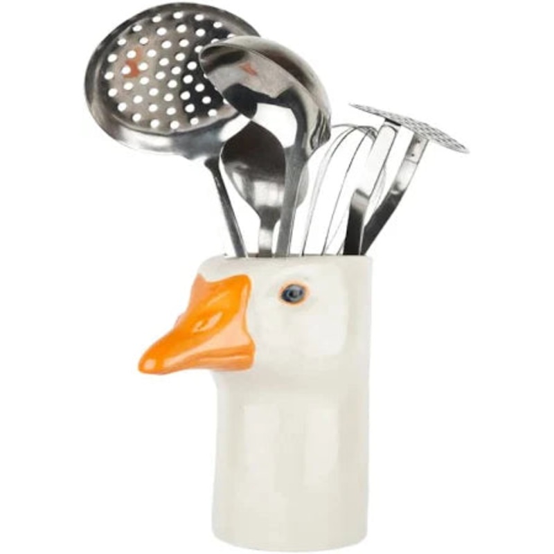 Quail Ceramics Goose Utensil Pot