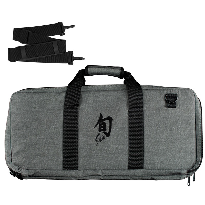 Shun – 20-Slot Knife Case – Grey w/Straps & Black Shun Logo