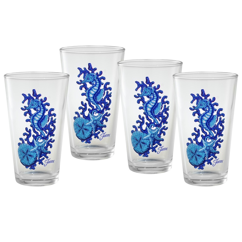 16 oz. Fiesta Coastal Seahorse Cooler  Set of 4