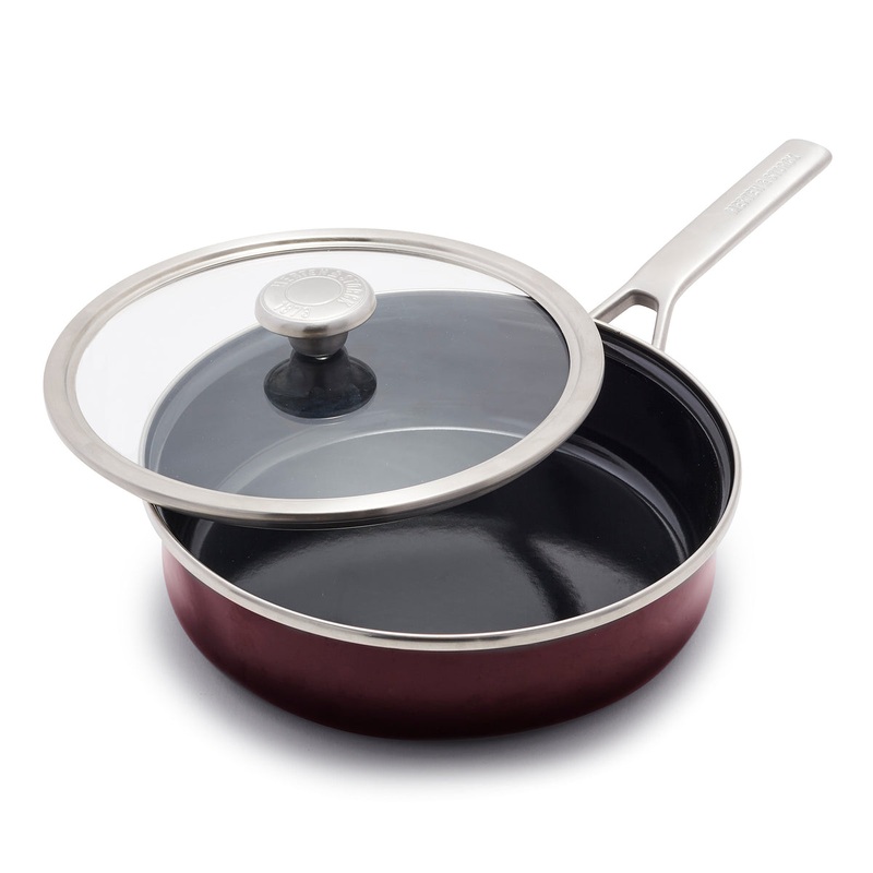 Merten & Storck Steel Core Enameled 3-Quart Saut Pan with Lid | Chocolate Truffle