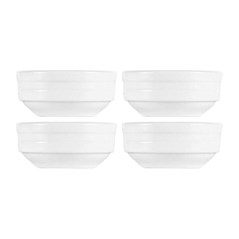 Porcelain Lizbon dia.3″ h:1.25″ 3 oz. Round White Porcelain Bowl (Set of 4)