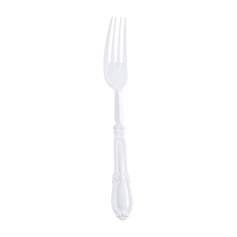 White Baroque Disposable Plastic Dinner Forks