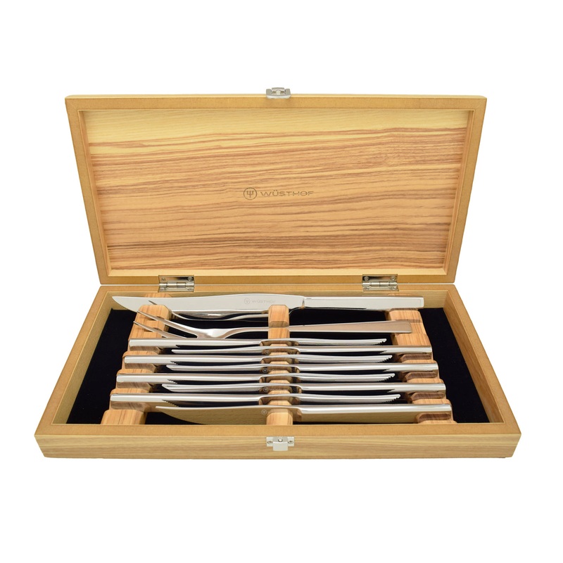 Wusthof – 10 Pc. Stainless Steel Steak Set in Olivewood Box