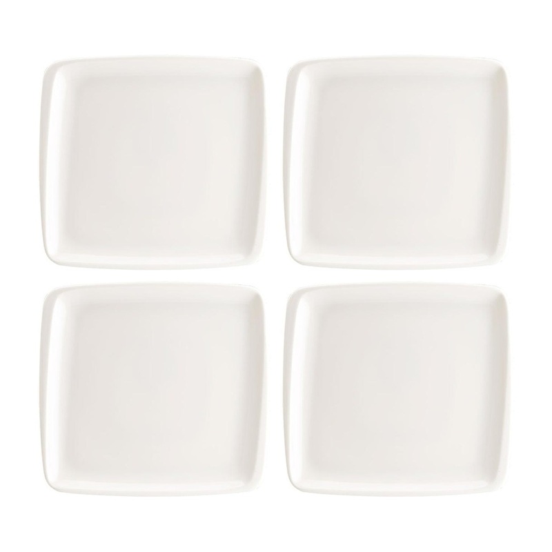 Moove 6.25″ x 5.75″ Square Warm White Porcelain Plate (Set of 4)