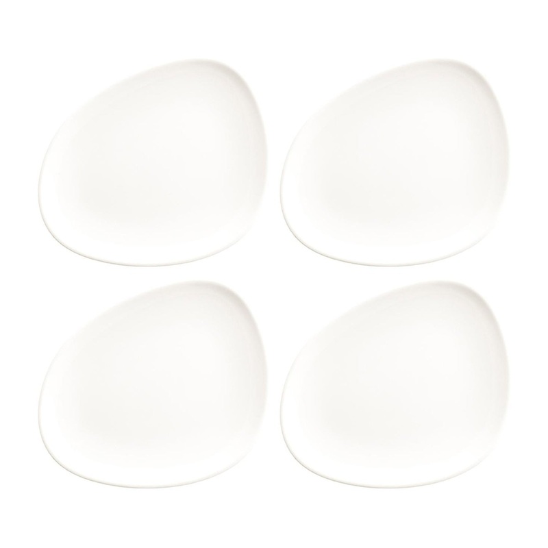 Vago 7.5″ x 6″ Organic Warm White Porcelain Plate (Set of 4)