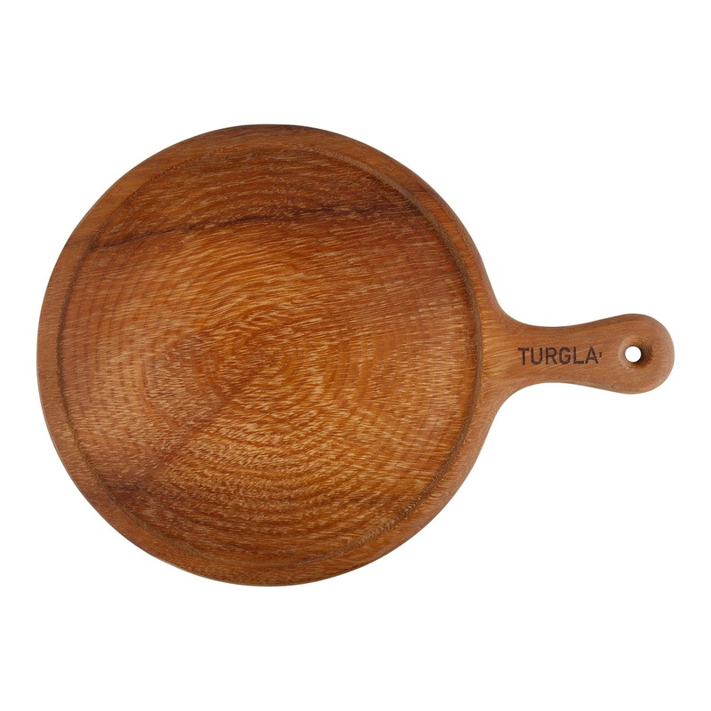 Wood dia.17″ h:0.75″ Round Brown Wood Serving