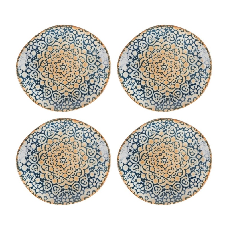 Alhambra 6″ x 5.5″ Organic Decorated Porcelain Plate (Set of 4)
