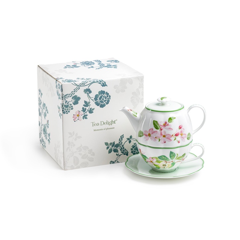 Apple Blossom Bone China Tea For One Set with Gift Box