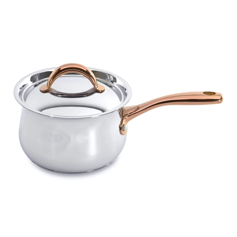 BergHOFF Ouro Gold 18/10 Stainless Steel 6.25″ Saucepan with SS Lid, 2.5qt.