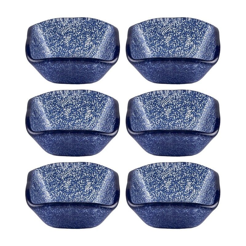 Glass Dinnerware 2.25″ x 2.25″ x h:1.5″ 2 oz. Square Blue Glass Ramekin (Set of 6)