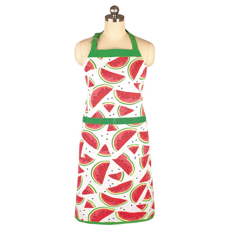 MU Kitchen Adjustable Cotton Designer Apron, 35-Inches, Watermelon