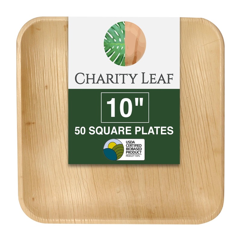 Palm Leaf Square Plate, 10″ Inch Pk/50