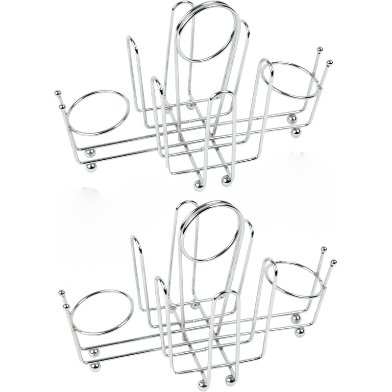 Sugar Packet Holder Chrome Plated Set of 2- Metal Sweetener Container Coffee Accessories Sugar Caddy Holder for Restaurant Home Sugar Tea Bag Basket
