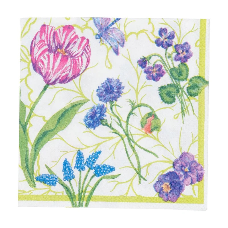 Caspari Floral Majolica Cocktail Napkins – 20 Per Package