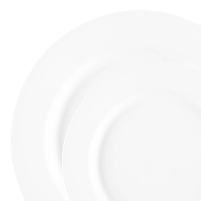 Matte Milk White Round Disposable Plastic Dinnerware Value Set