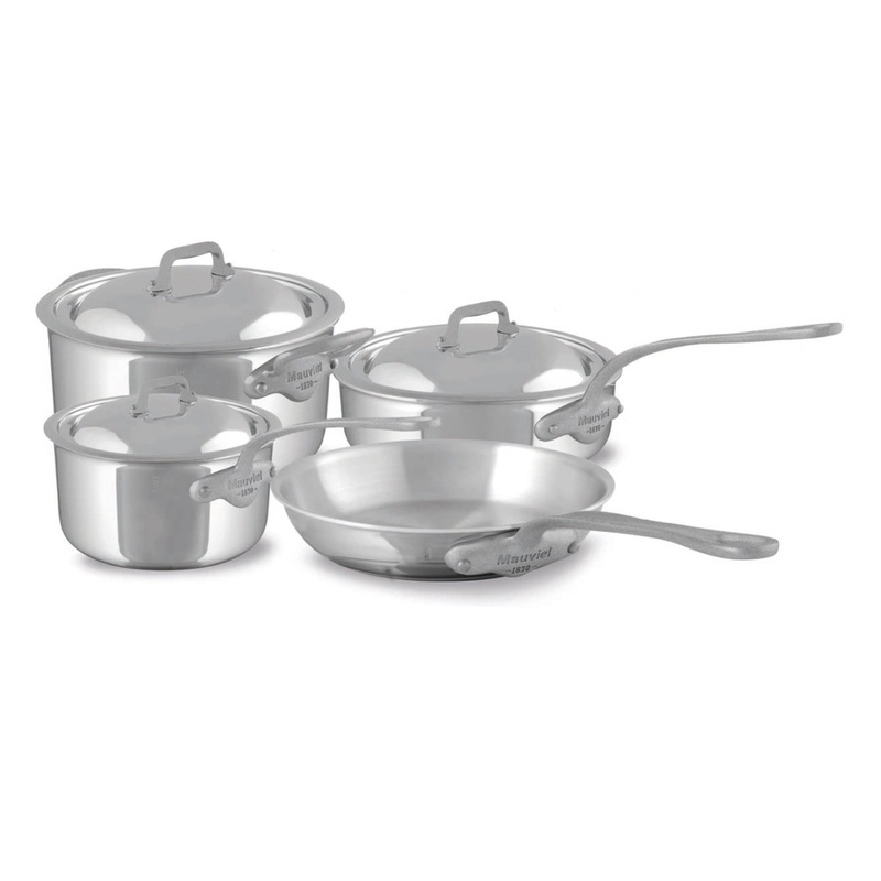 Mauviel M’Cook SB 5-Ply 7-Piece Cookware Set With Brushed Cast Stainless Steel Handles