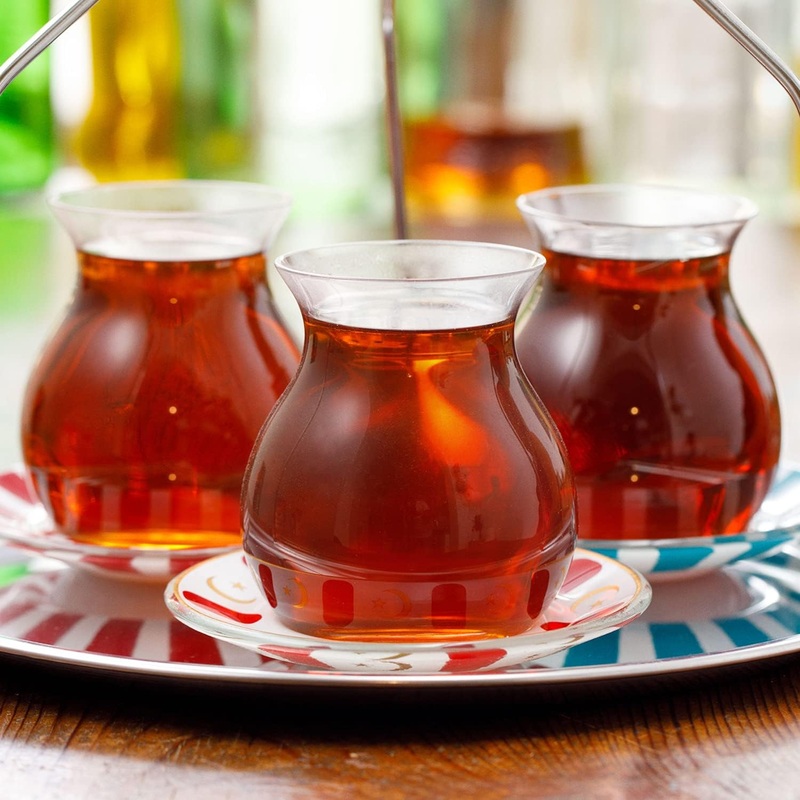 Refikadan Gonlubol Handmade Tulip-Shaped Turkish Tea Glass Set of 6, 9.6 Oz (285 cc)