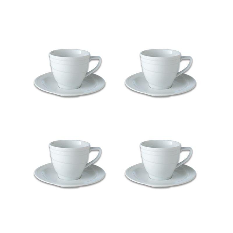 BergHOFF Essentials 8.6oz Porcelain Teacup & Saucers, Set of 4