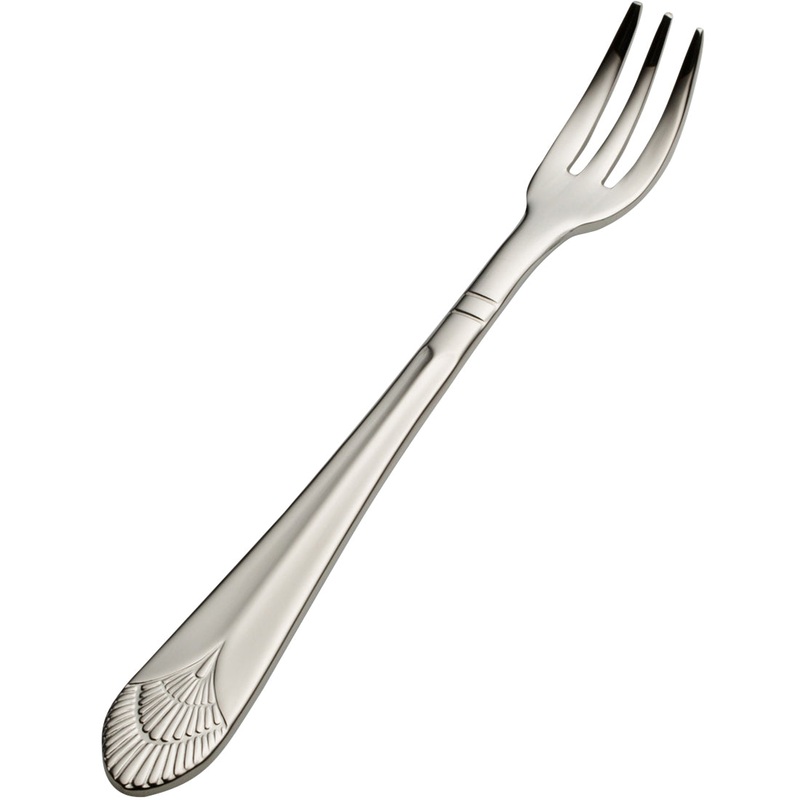 Bon Chef S1708 Nile 5 3/4″ 18/10 Stainless Steel Oyster / Cocktail Fork – 12/Pack