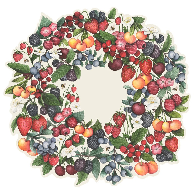 Hester & Cook Die Cut Berry Wreath Paper Placemat