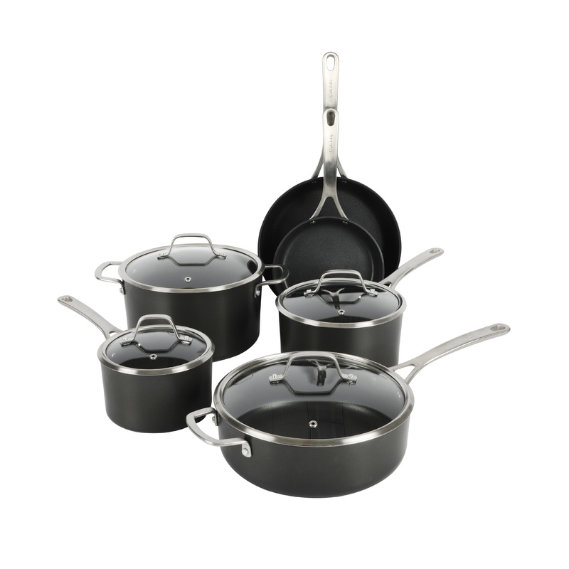 Sur La Table Market 10-Piece Premium Nonstick Hard Anodized Aluminum Cookware Set w/ Glass Lids