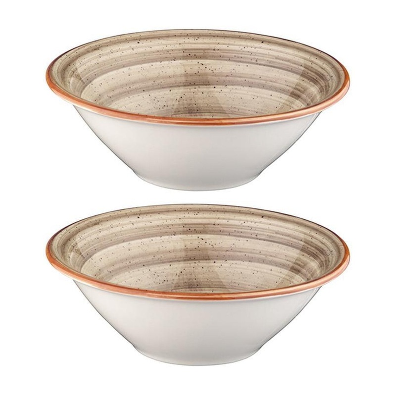 Terrain dia.8″ h:2.5″ 30 oz. Round Brown Porcelain Bowl (Set of 2)
