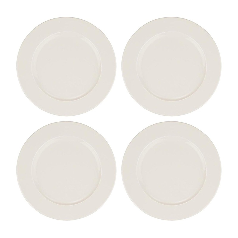 Banquet dia.8.25″ Round Warm White Porcelain Plate (Set of 4)