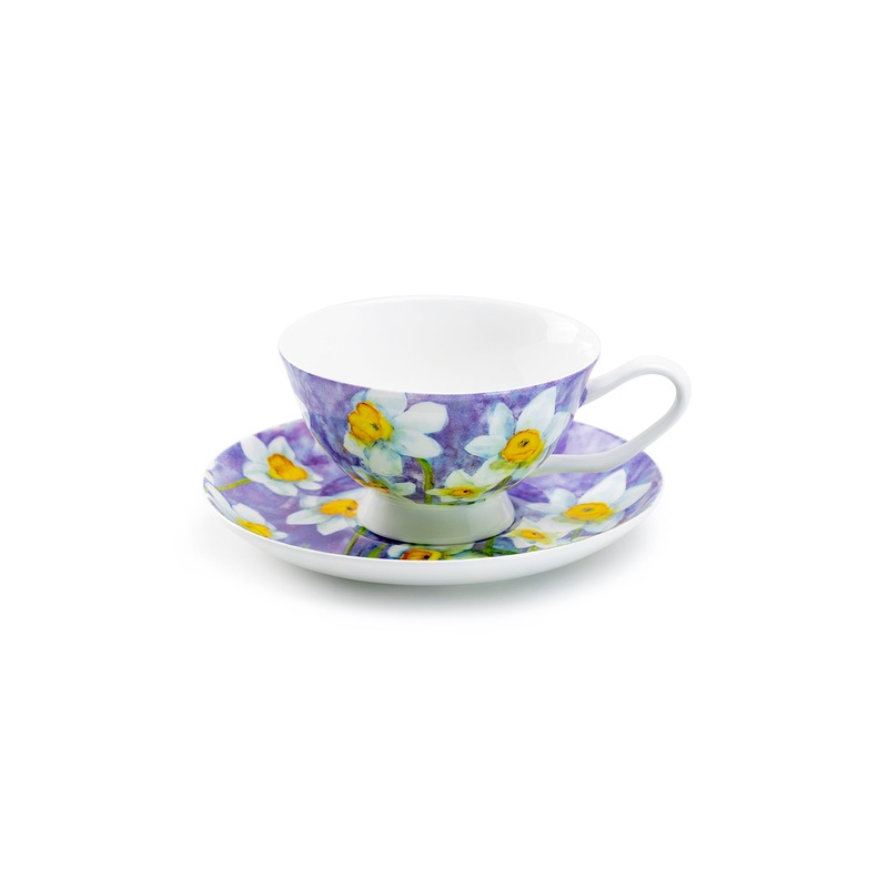 Daffodil Purple Bone China Tea Cup and Saucer