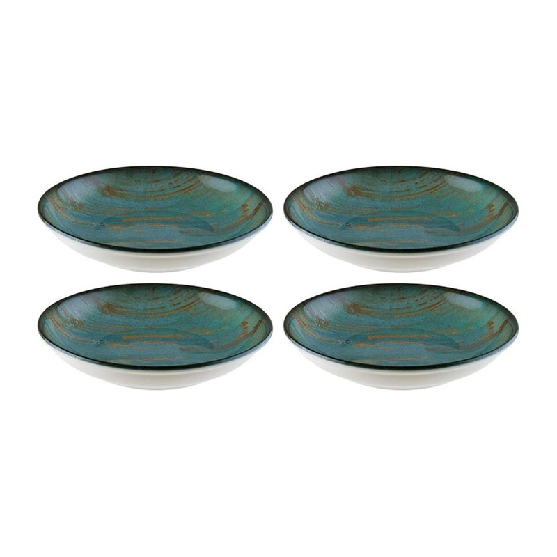 Madera dia.6″ h:1.5″ 11 oz. Round Decorated Porcelain Bowl (Set of 4)