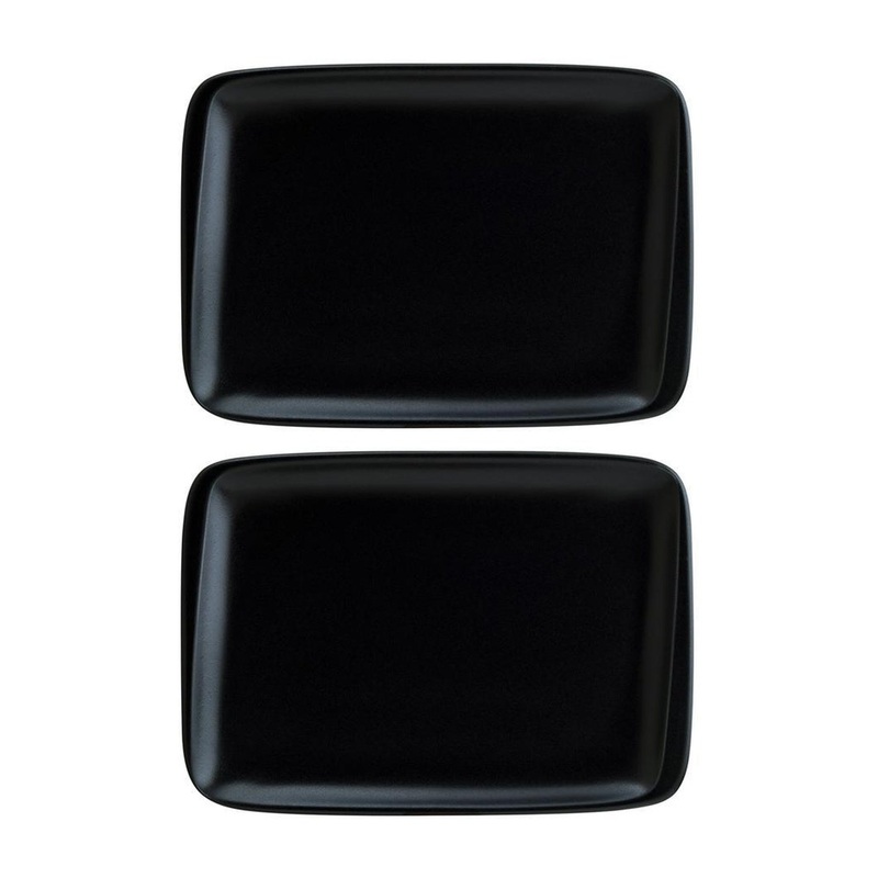 Notte 9″ x 6″ Rectangular Black Porcelain Plate (Set of 2)
