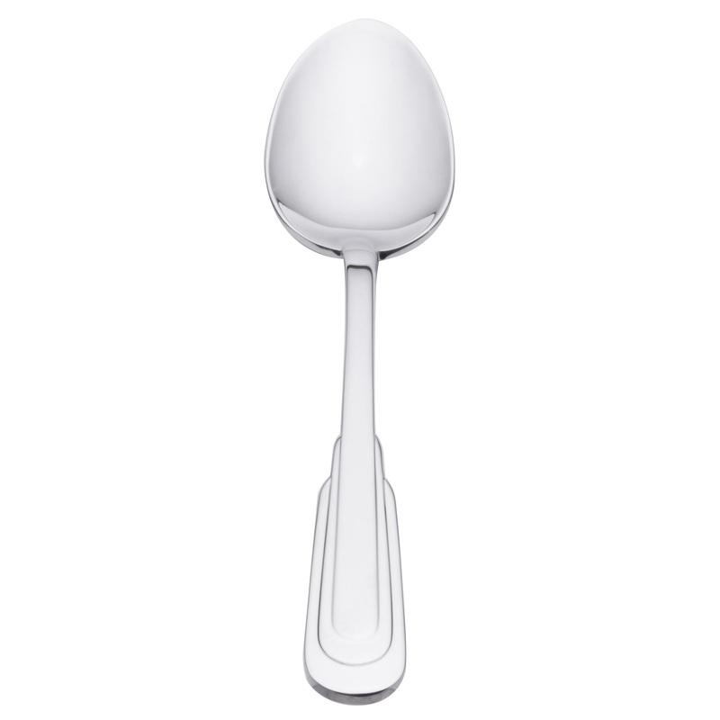 Oneida 2507SDEF Cityscape 7 1/4″ 18/10 Stainless Steel Flatware Oval Bowl Soup / Dessert Spoon – 12/Pack