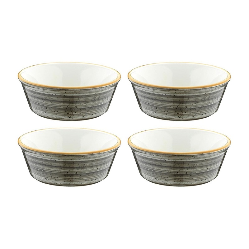 Space dia.4.75″ h:1.75″ 10 oz. Round Grey Porcelain Bowl (Set of 4)