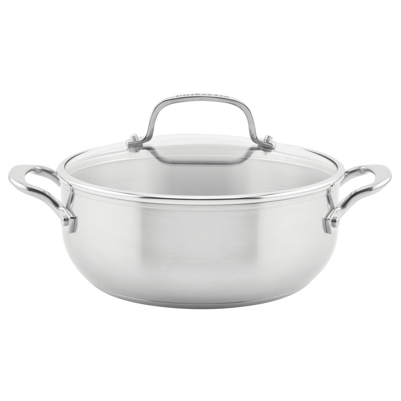 Stainless Steel 3-Ply Base 4-Quart Casserole with Lid