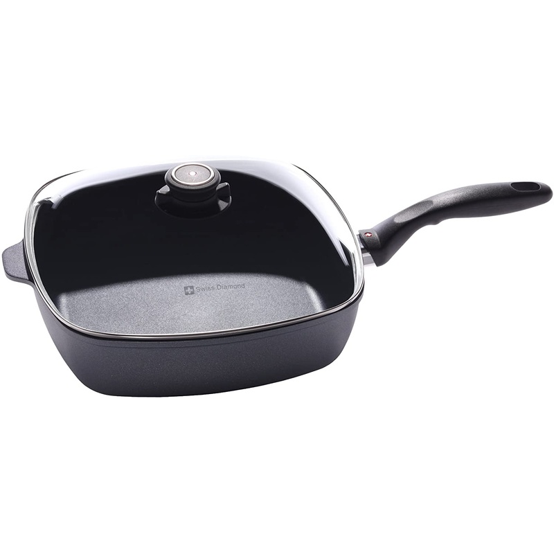 Swiss Diamond Nonstick Square Saute Pan with Lid, 5 qt