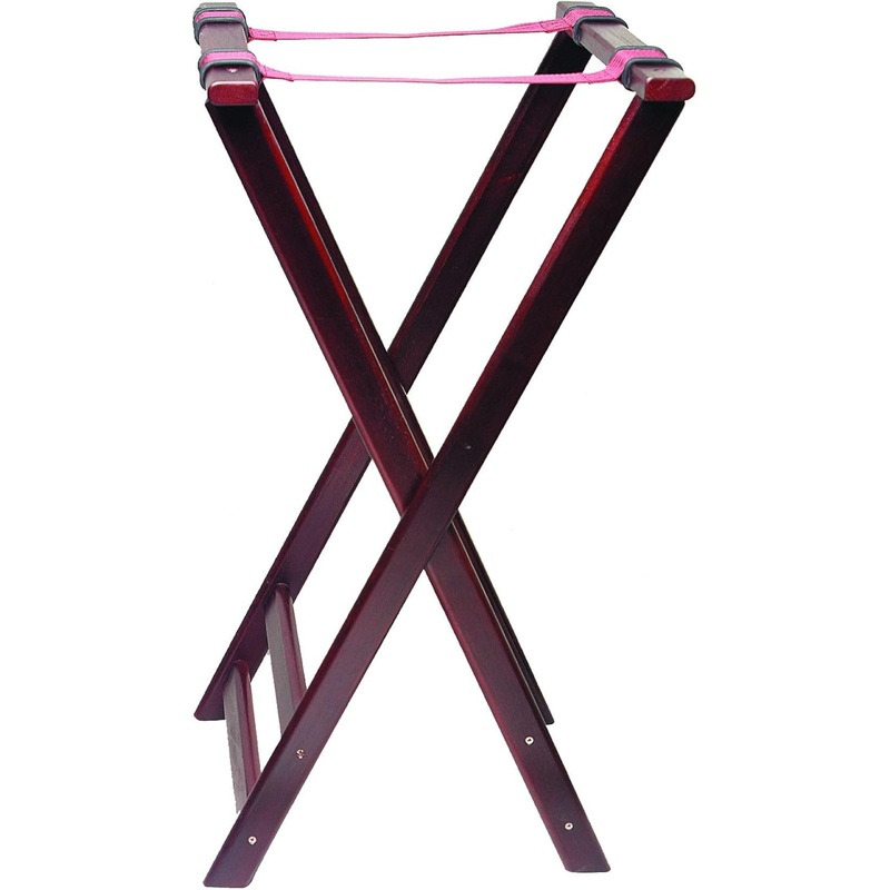 17-5/9″ x 17″ x 33-1/2″ Double Bar Wooden Tray Stand Mahogany Color Acacia Wood- Folding Serving Trays Stand for Serving Food Trays at Home Hotels and Restaurants
