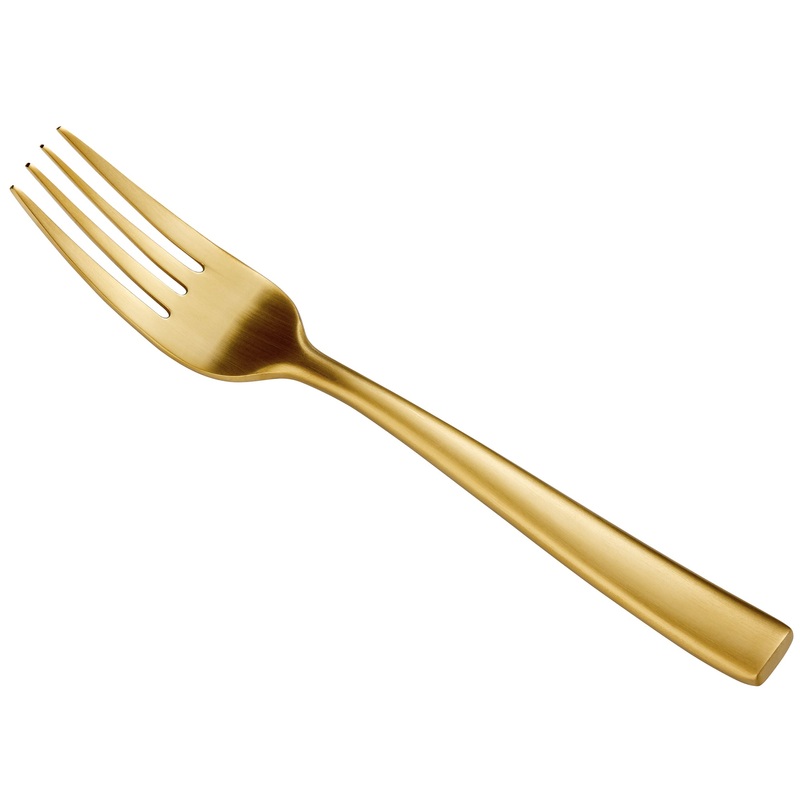 Bon Chef S3007GM Manhattan 6 3/4″ 18/10 Extra Heavy Weight Matte Gold Stainless Steel Salad Fork – 12/Pack