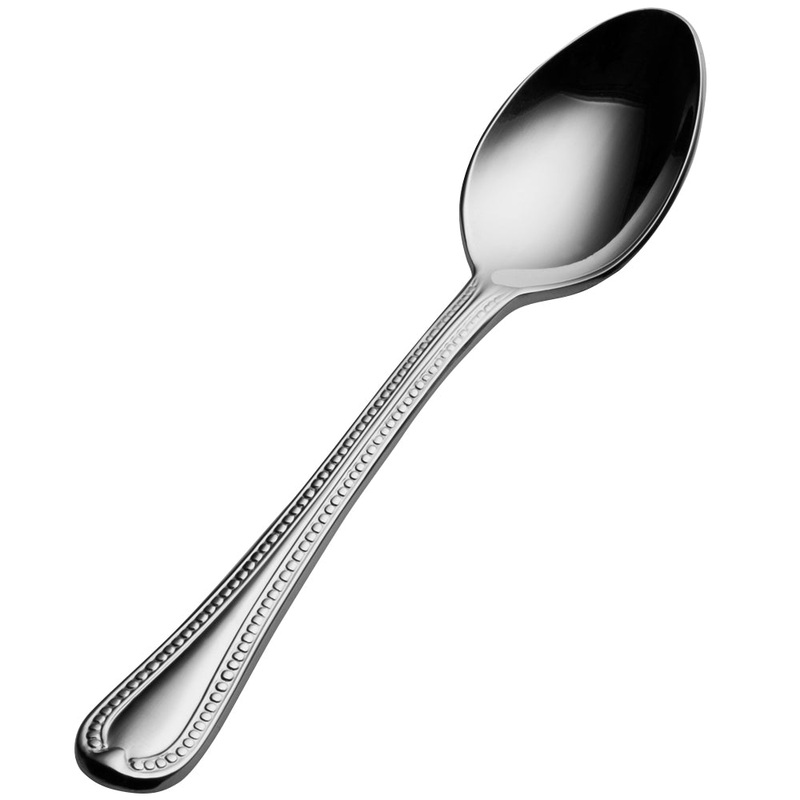 Bon Chef S716 Bolero 4 5/8″ 18/10 Extra Heavy Weight Stainless Steel Demitasse Spoon – 12/Pack