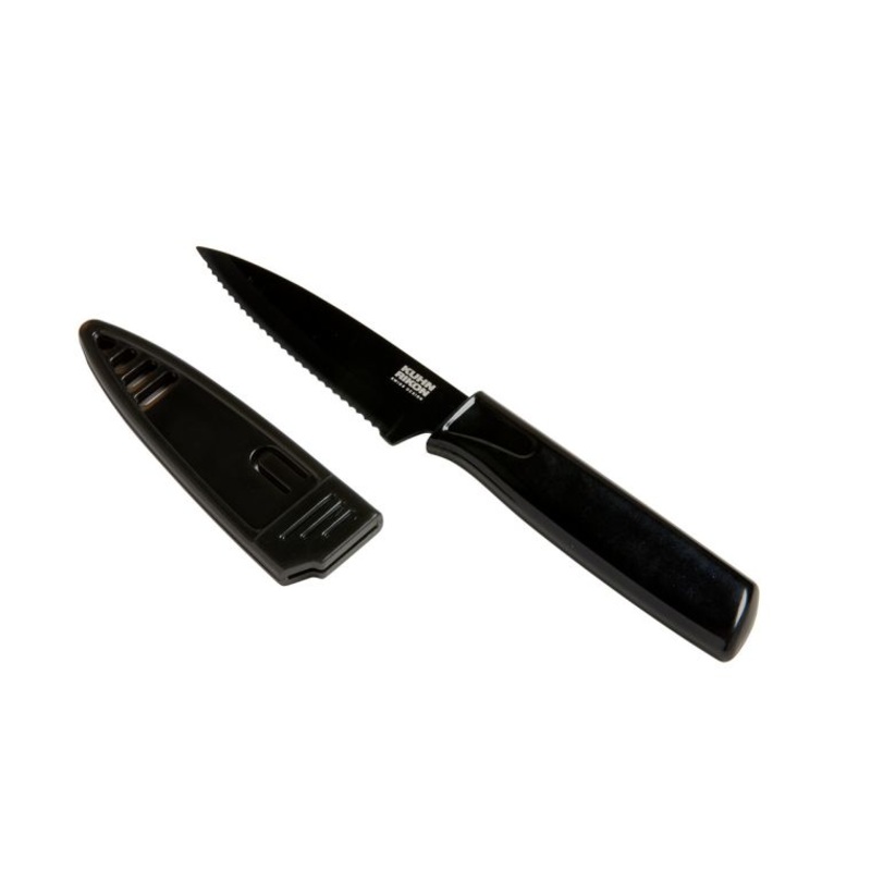 Kuhn Rikon Paring Knife Colori Serrated, Black – Bulk