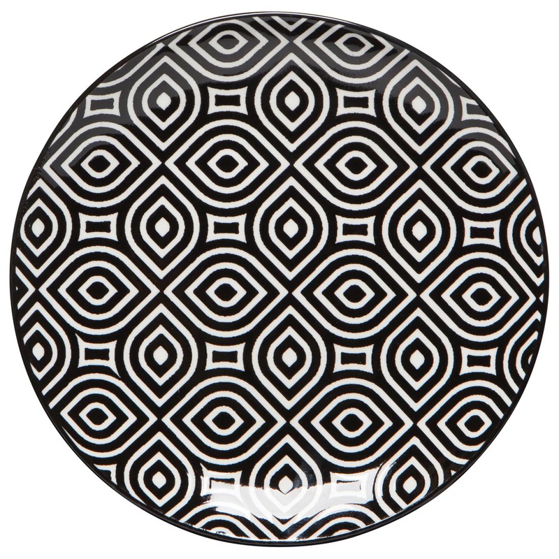 Now Designs 6″ Stamped Plate- White and Black Geo